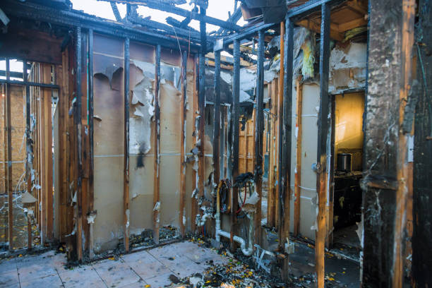 Professional Emergency Fire Damage Restoration technician working in Hobart, WI